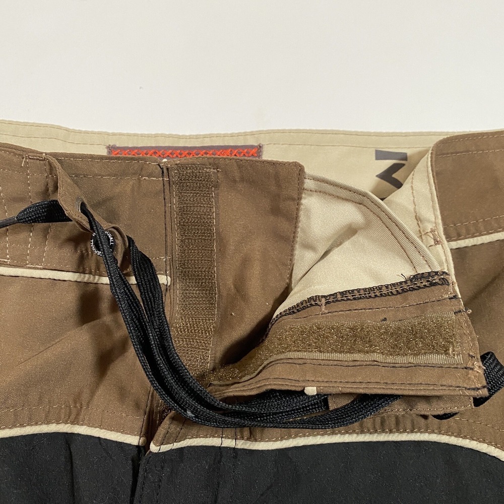 Wonderwall Mens Board Shorts Brown Black Colorblock Swim Trunks Size 34 - Picture 7 of 12